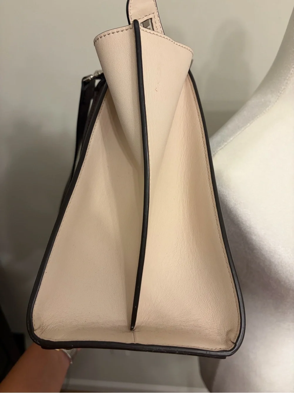 **FENDI** 3Jours LARGE Brown Colorblock Leather Top-Handle Bag with Red Accent